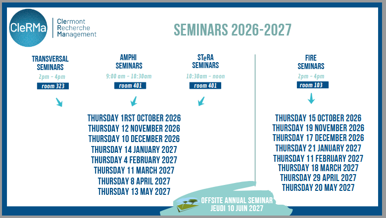 Planning Séminaires 2026-27