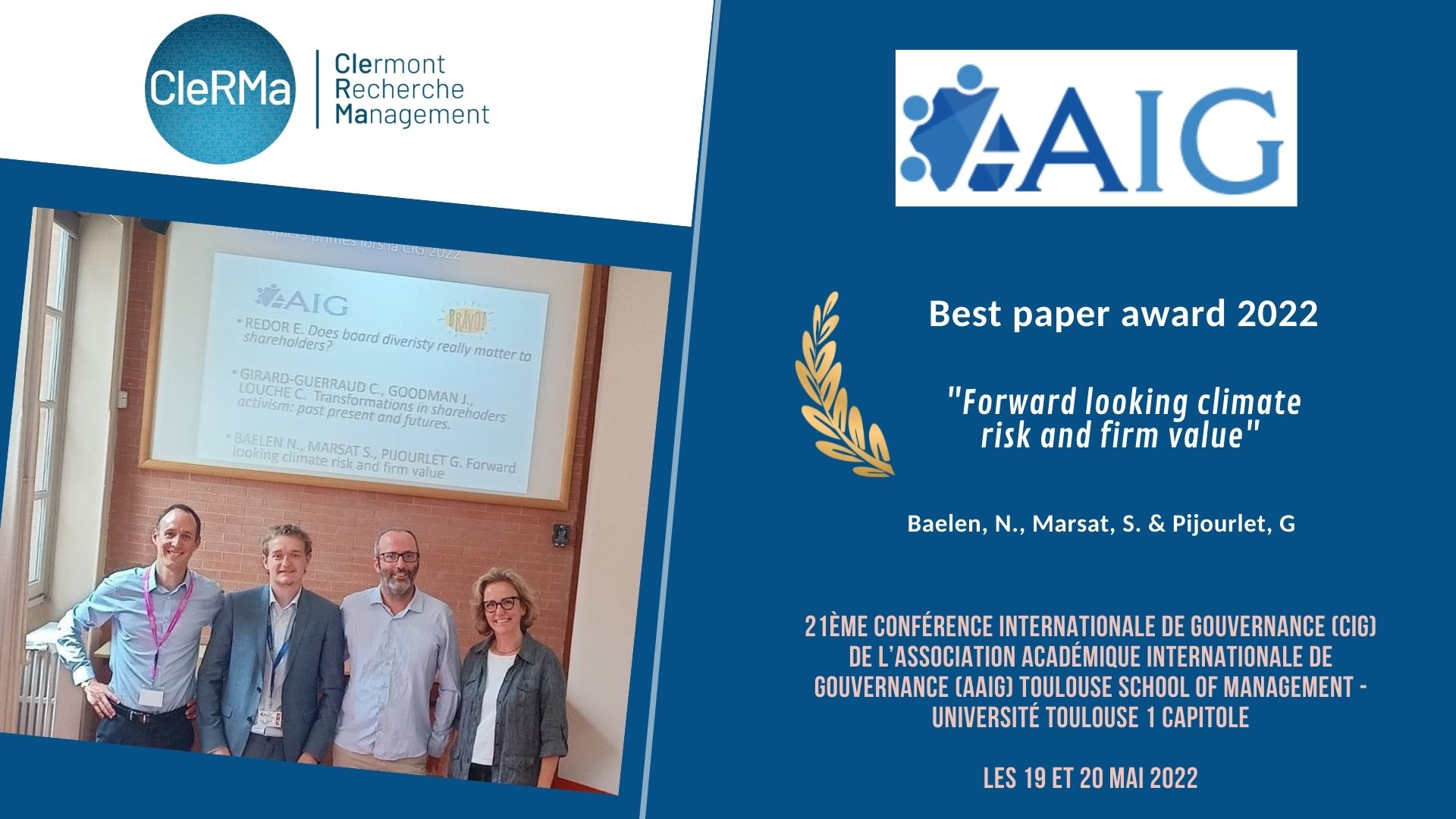 Best paper award CIGE 2022