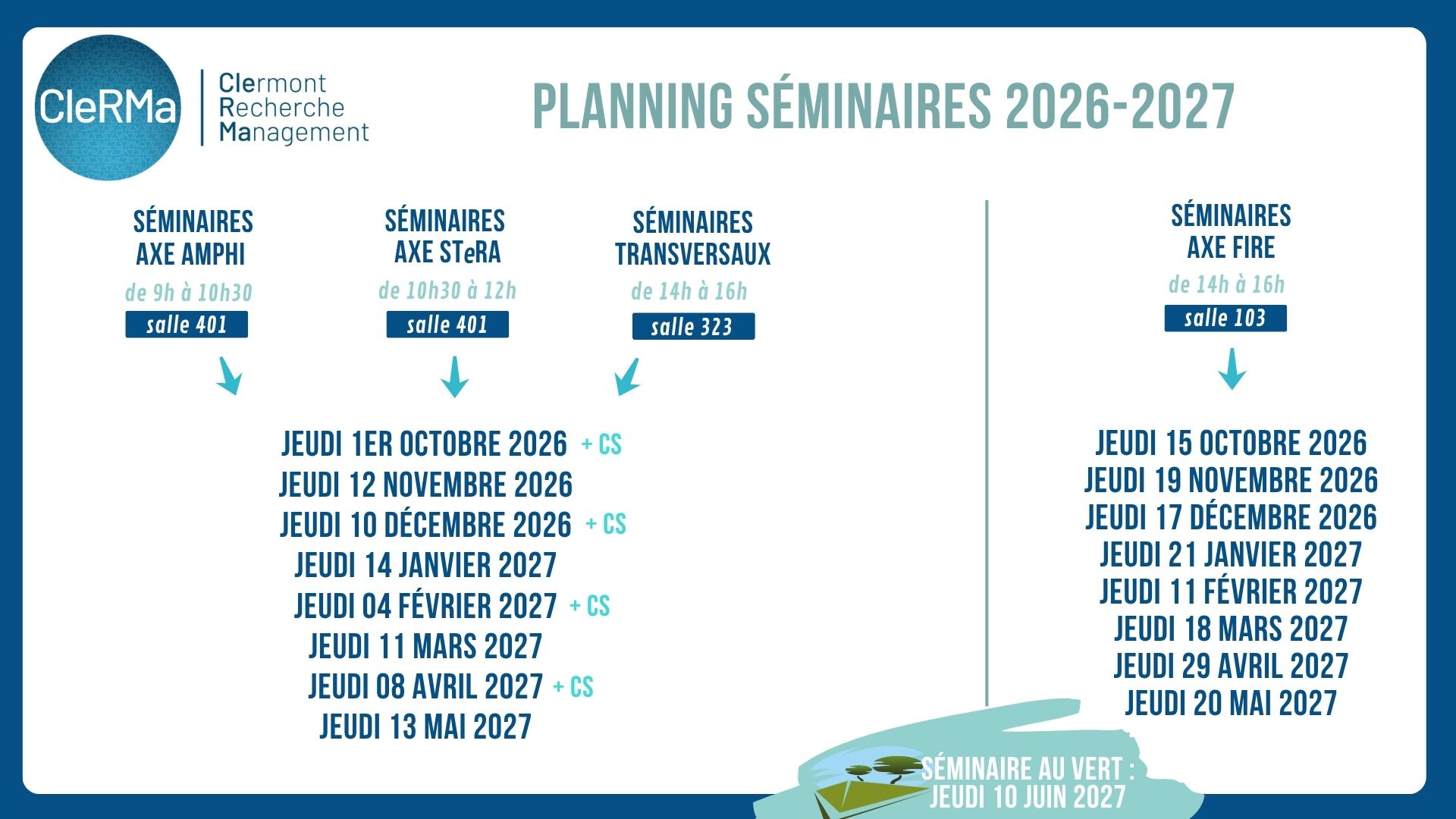 Planning Séminaires 2026-27